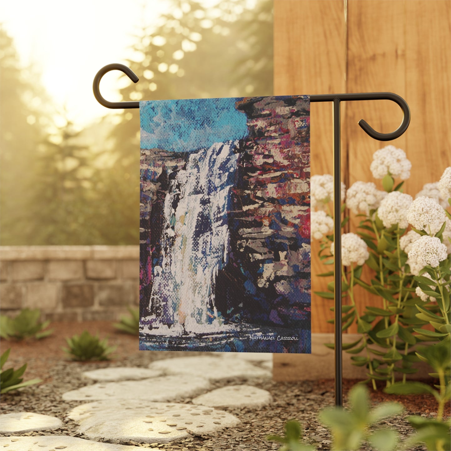Original Waterfall Art: Garden & House Banner