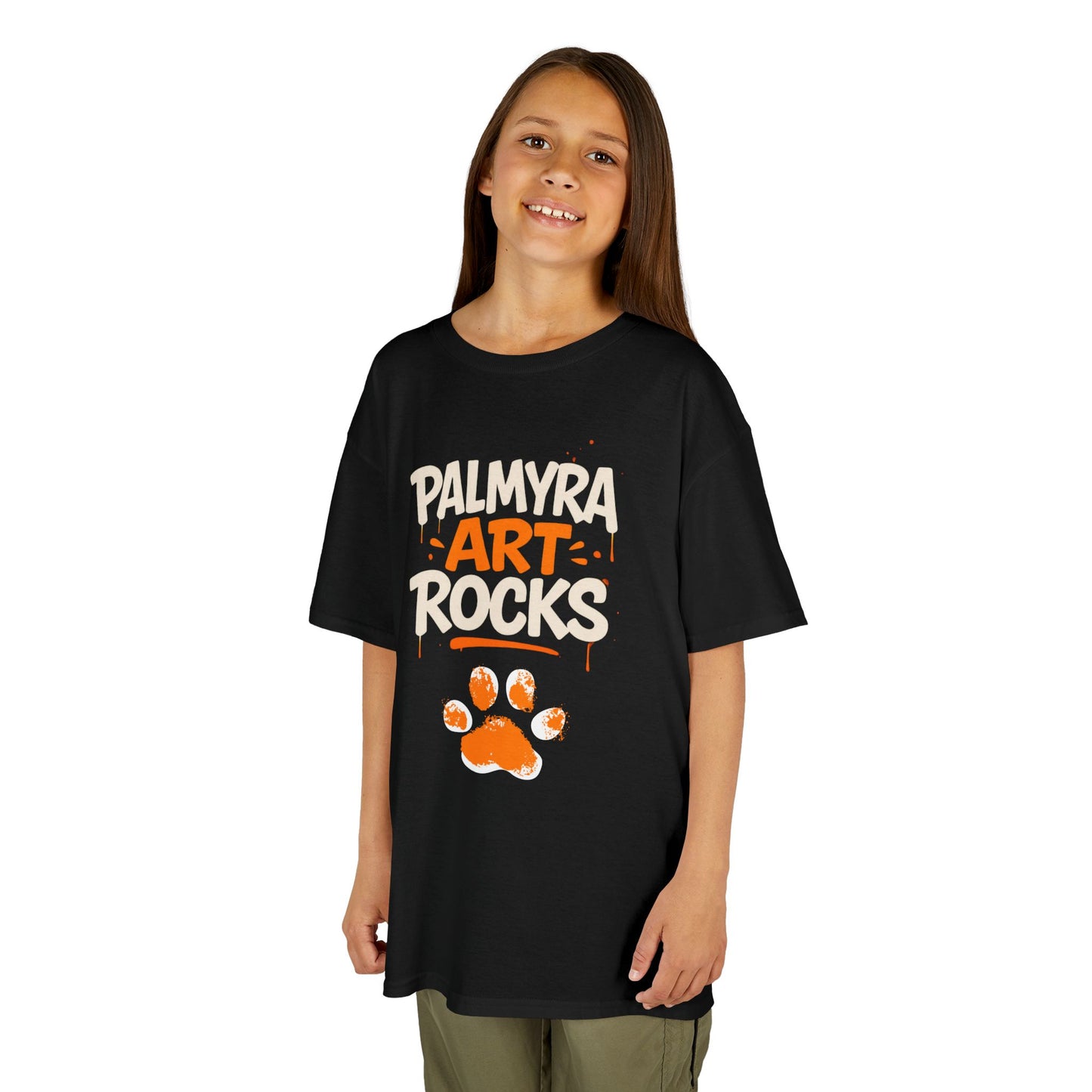 Kids Tee — "Palmyra Art Rocks" Paw Print School Spirit Shirt