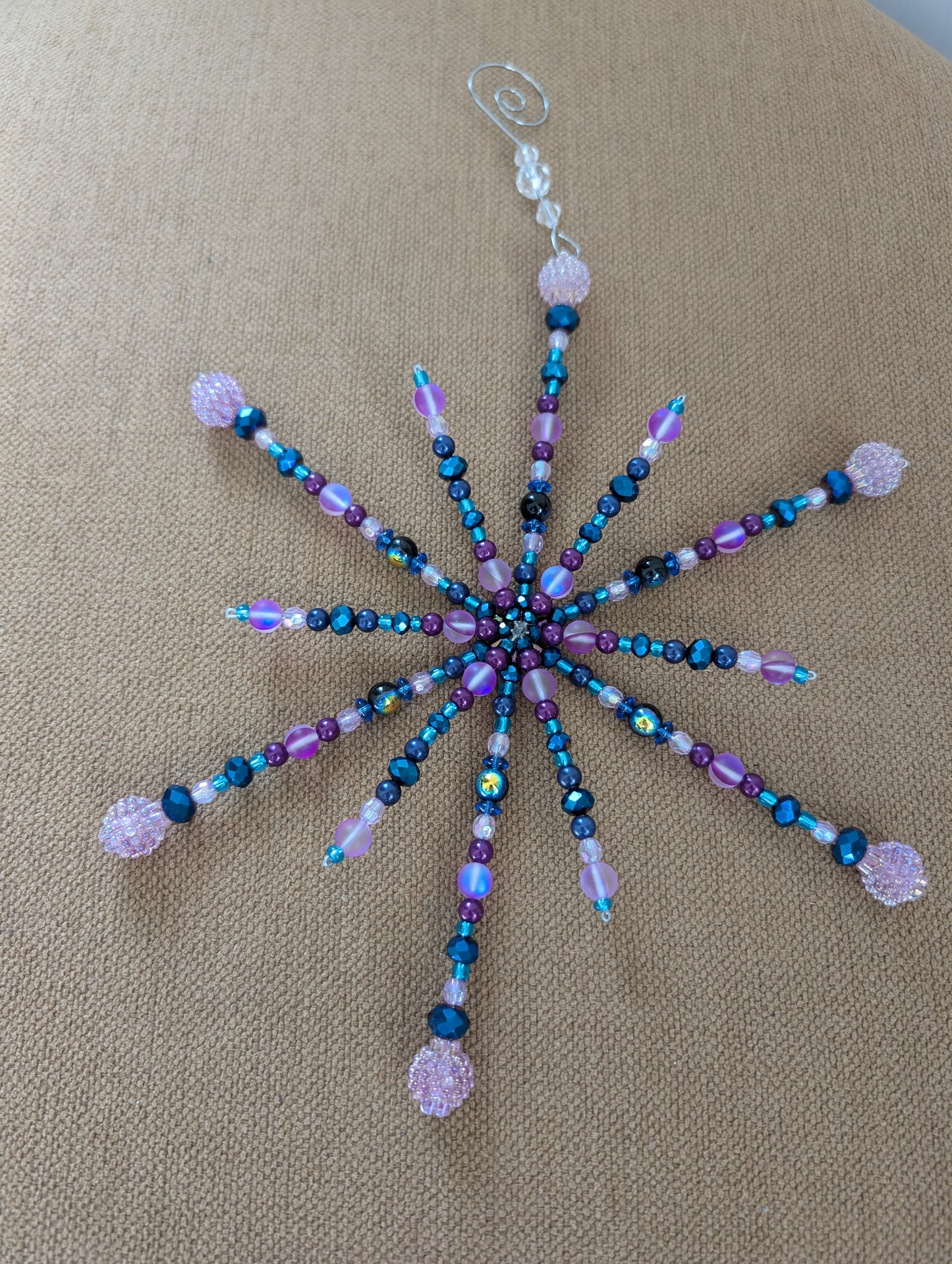 Peacock Hand Beaded Snowflake
