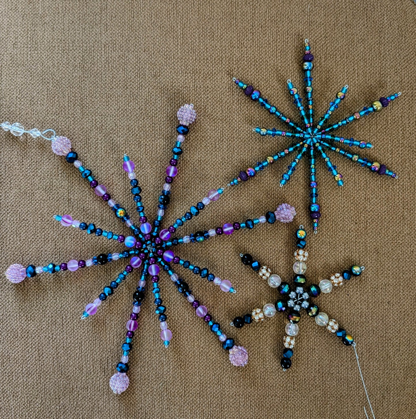 Peacock Hand Beaded Snowflake