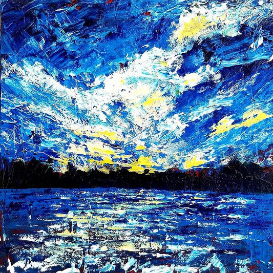 8X8 Inch Canvas Art Print: Blue Sunset Lake