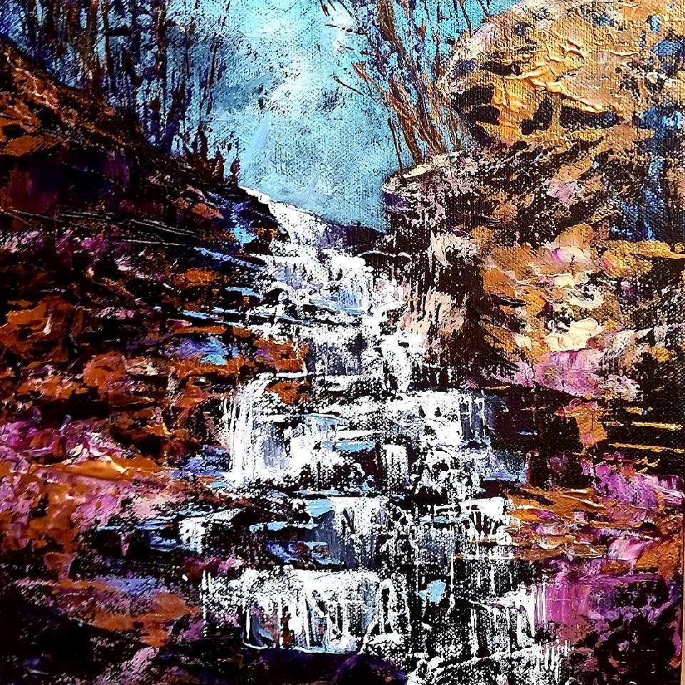 8X8 Inch Canvas Art Print: Center Waterfall