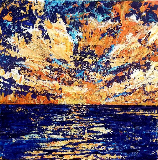 8X8 Inch Canvas Art Print: Orange Sunrise