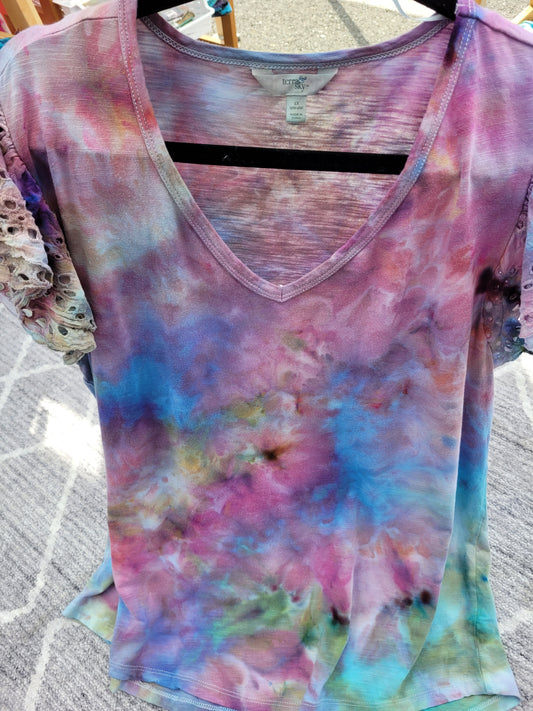 Short Sleeve V-Neck ruffle sleeved Tee Limited Edition Mini Collection