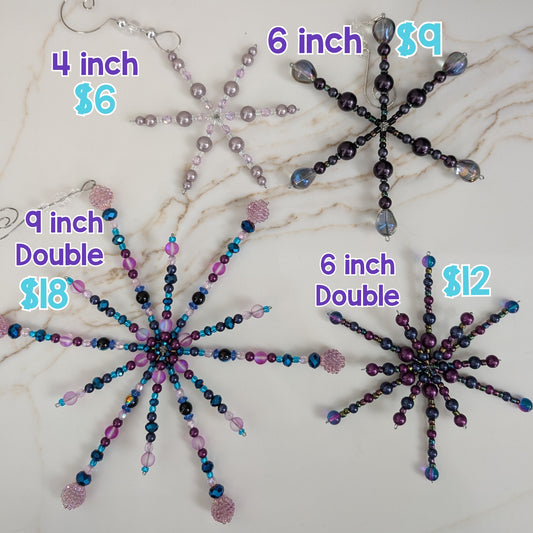 Teal Hand Beaded Snowflake