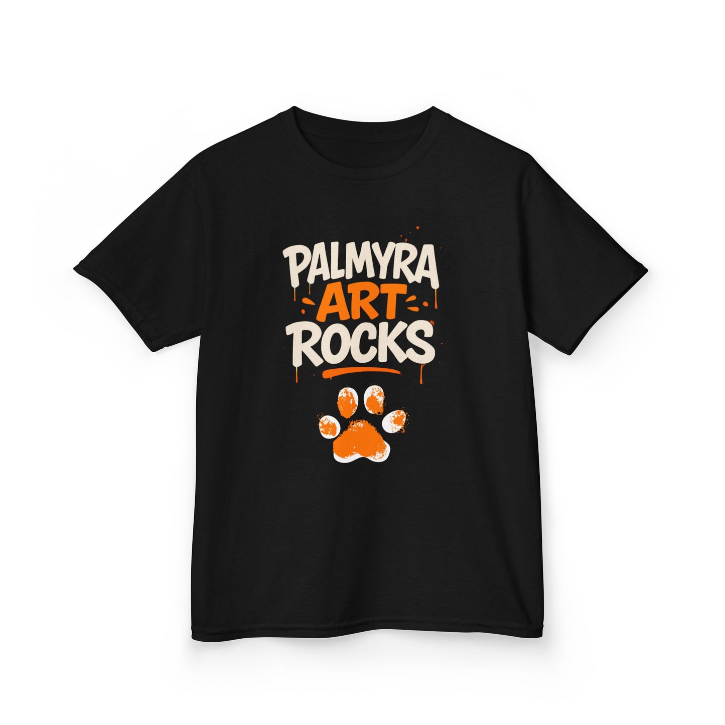 Kids Tee — "Palmyra Art Rocks" Paw Print School Spirit Shirt