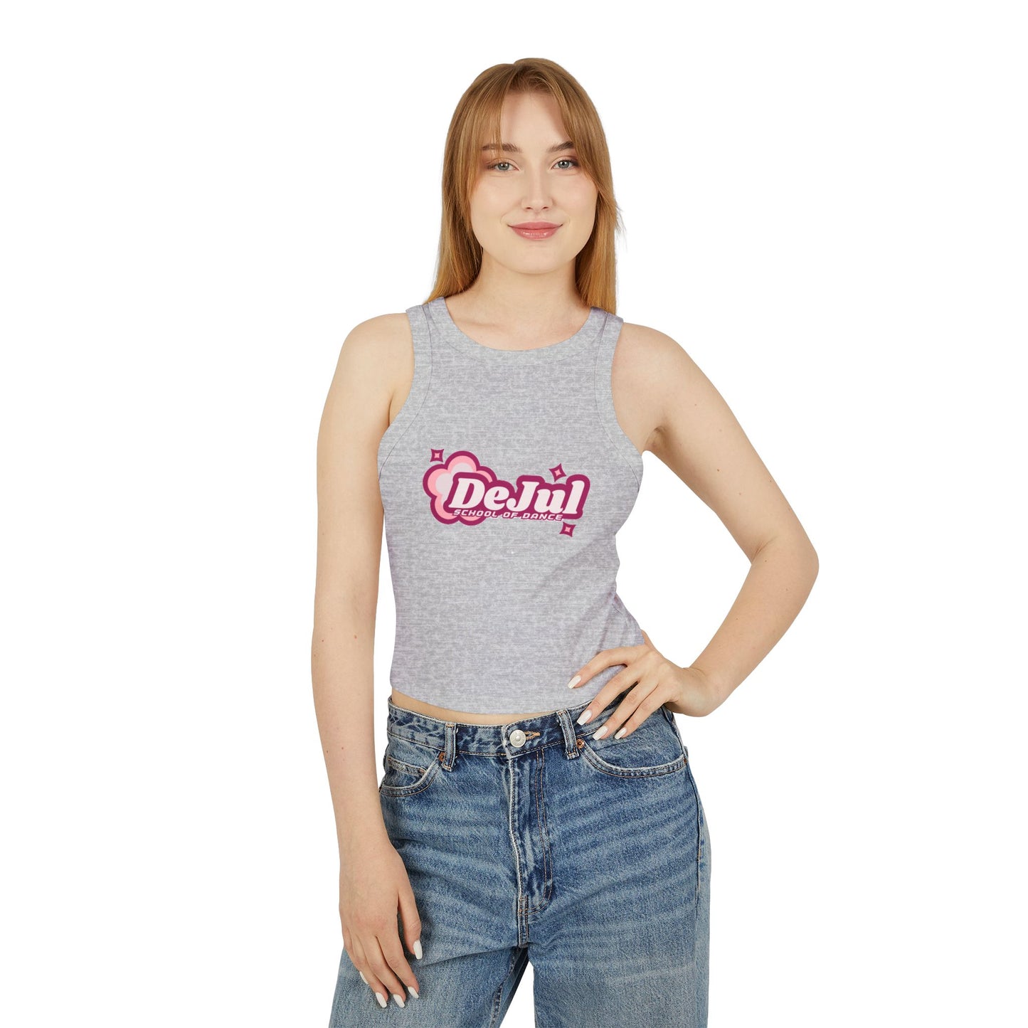 DeJul School of Dance Women&#039;s Micro Rib Racer Tank Top - Stylish Dance Apparel