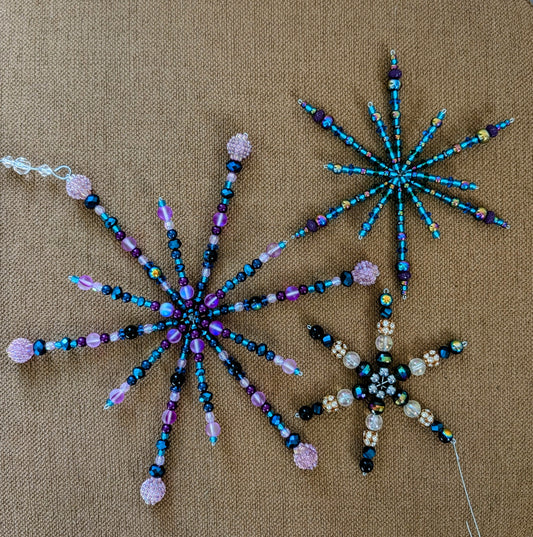 Purple Hand Beaded Snowflake