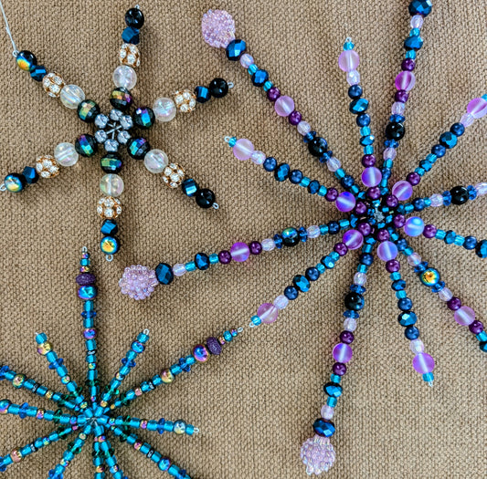 Peacock Hand Beaded Snowflake