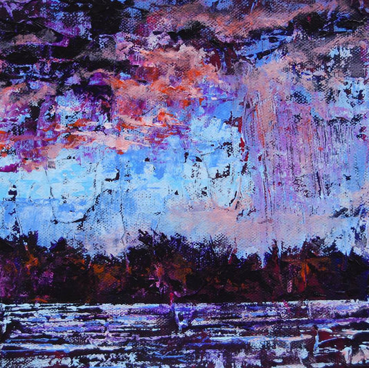 8X8 Inch Canvas Art Print: Coastal Red Sky