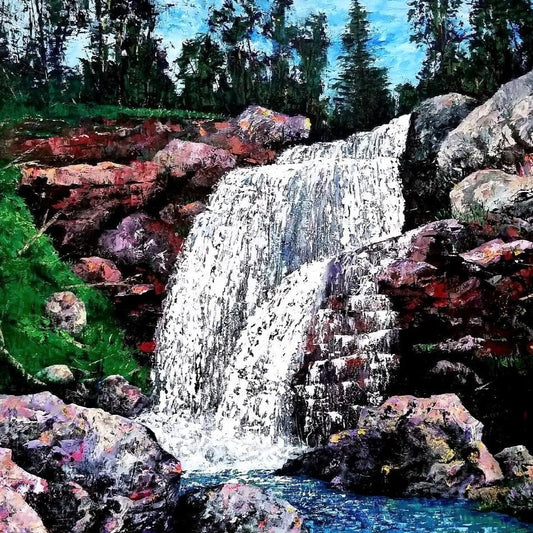 8X8 Inch Canvas Art Print: Large Waterfall